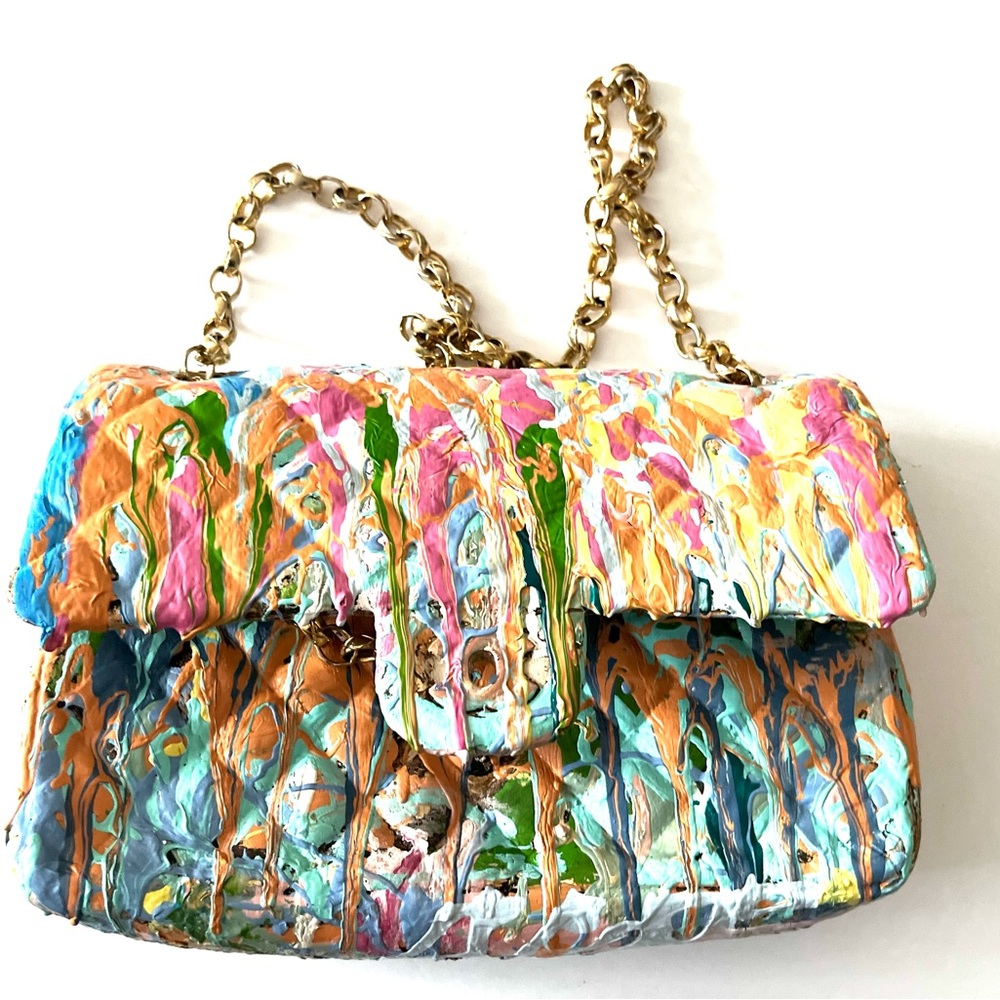 Hand-Dripped Painted Authentic Chanel Bag – One-of-a-Kind Art Collector Piece